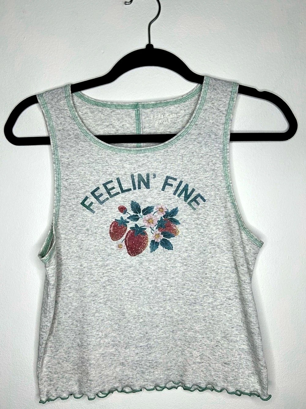 American Eagle Outfitters Gray Graphic Tank Top Size Small
